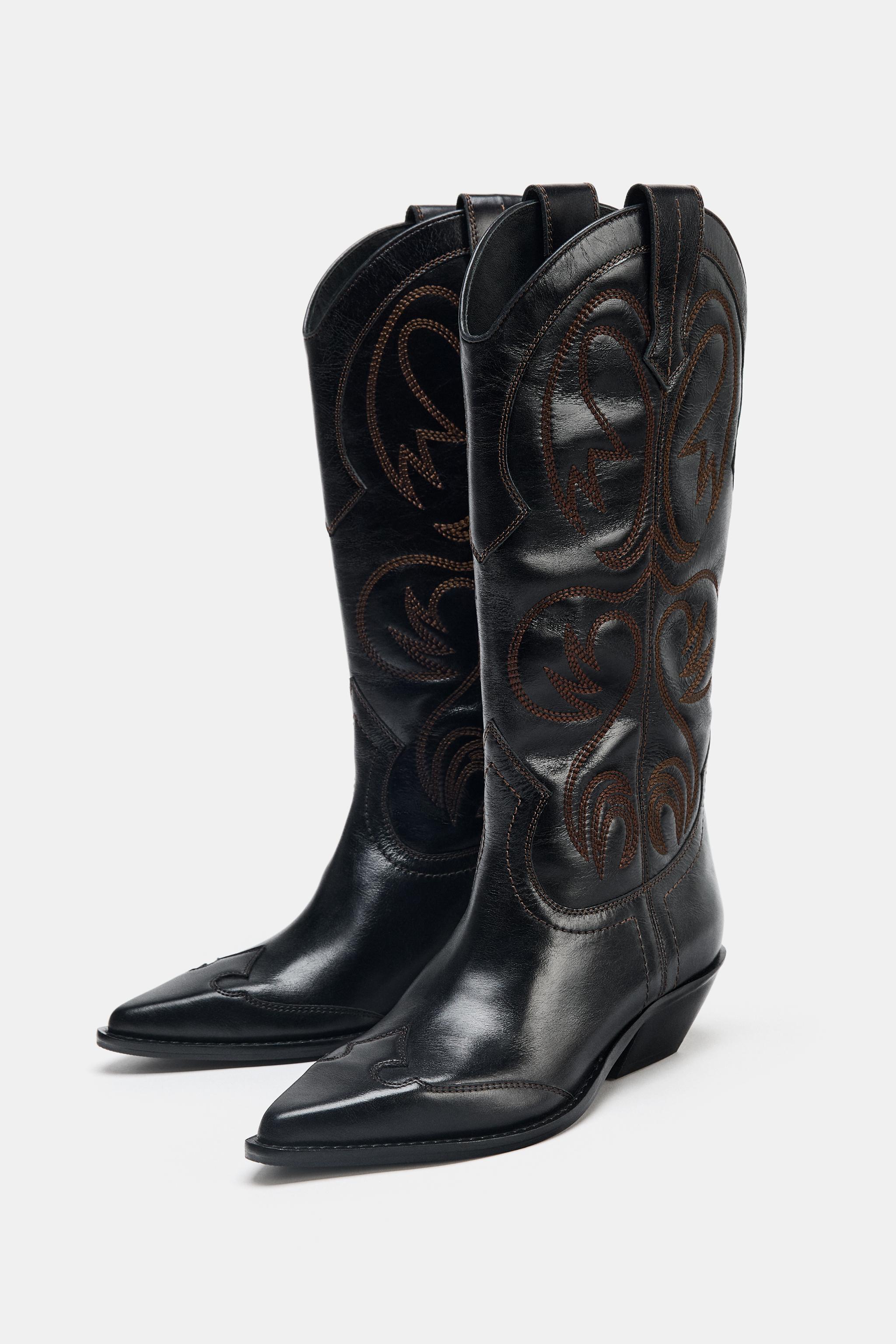 EMBROIDERED LEATHER COWBOY BOOTS
